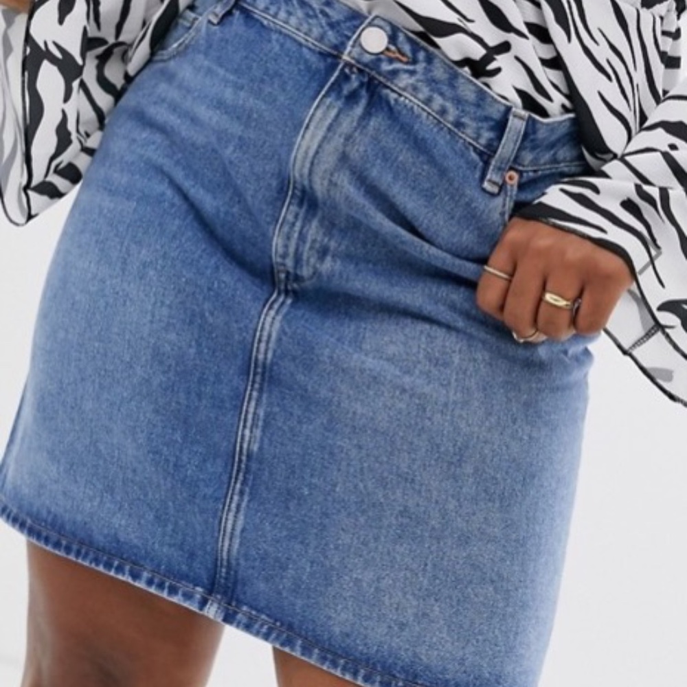 ASOS CURVE Denim High Waisted Skirt (Plus Size)